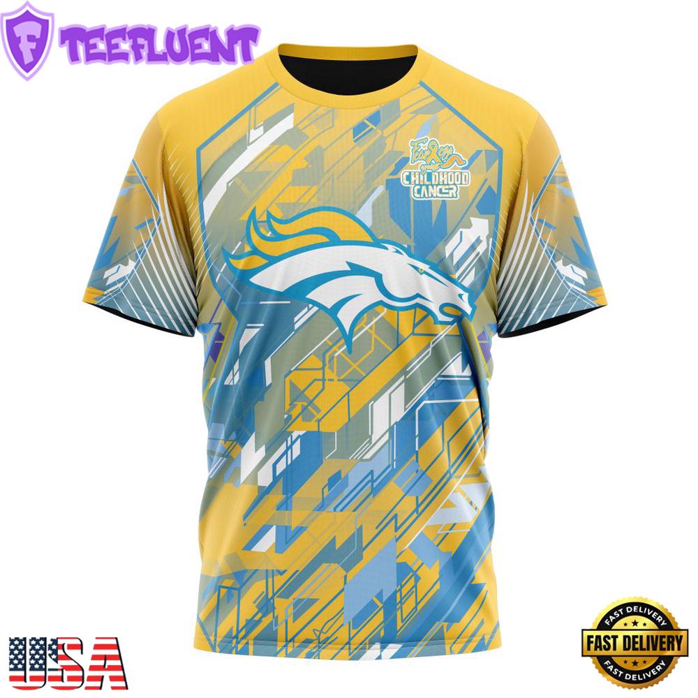 NFL Denver Broncos Football Childhood Cancers All Over Print T-Shirt