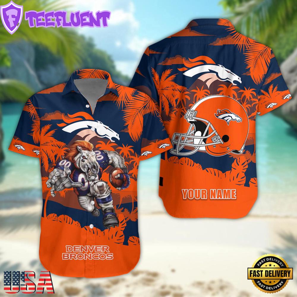 NFL Denver Broncos Football Mascot Custom Name Hawaiian Shirt