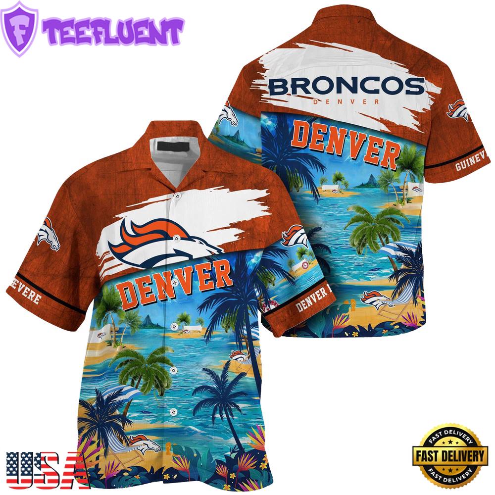 NFL Denver Broncos Hawaii Beach Custom Name Hawaiian Shirt