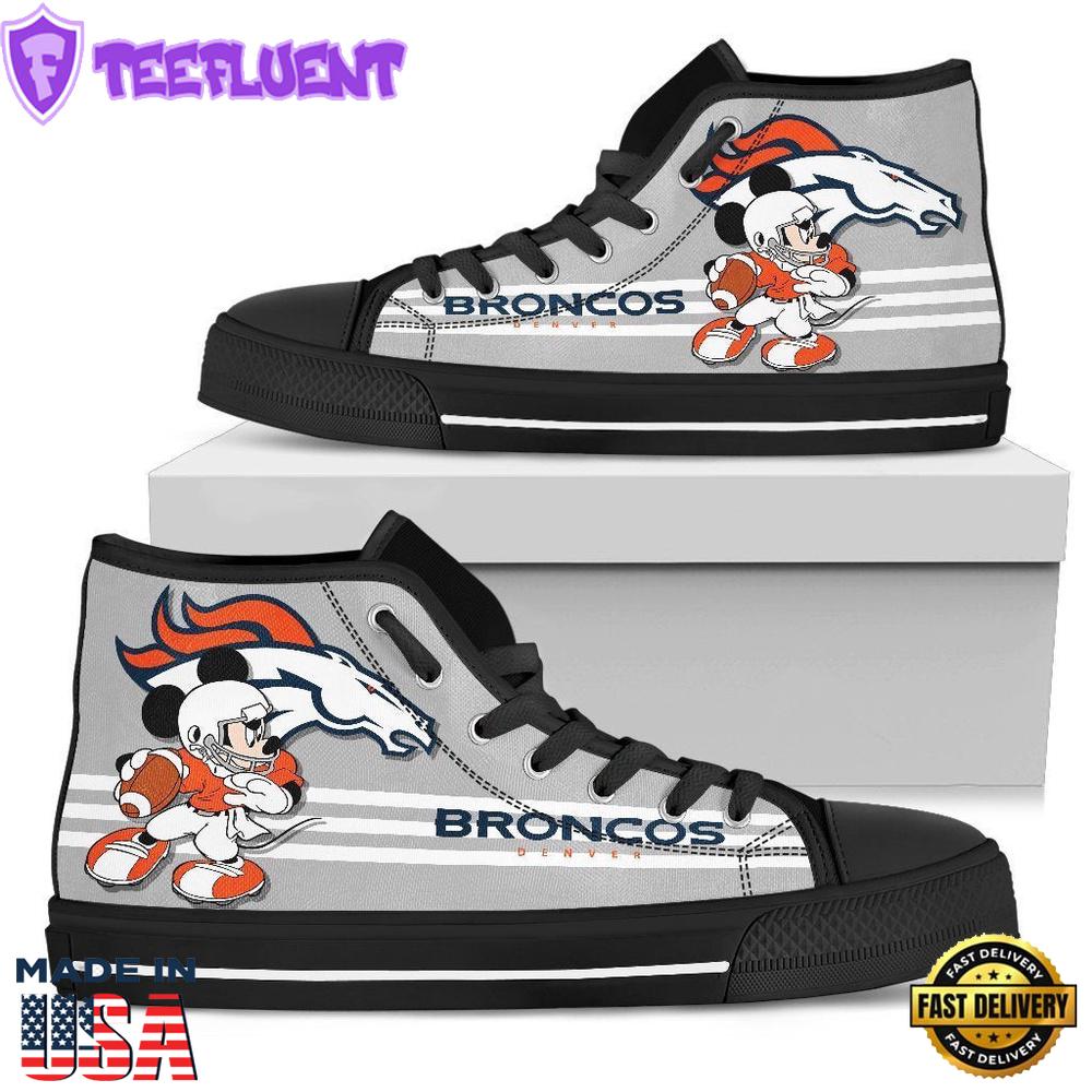 NFL Denver Broncos Mickey Grey High Top Shoes For Fans