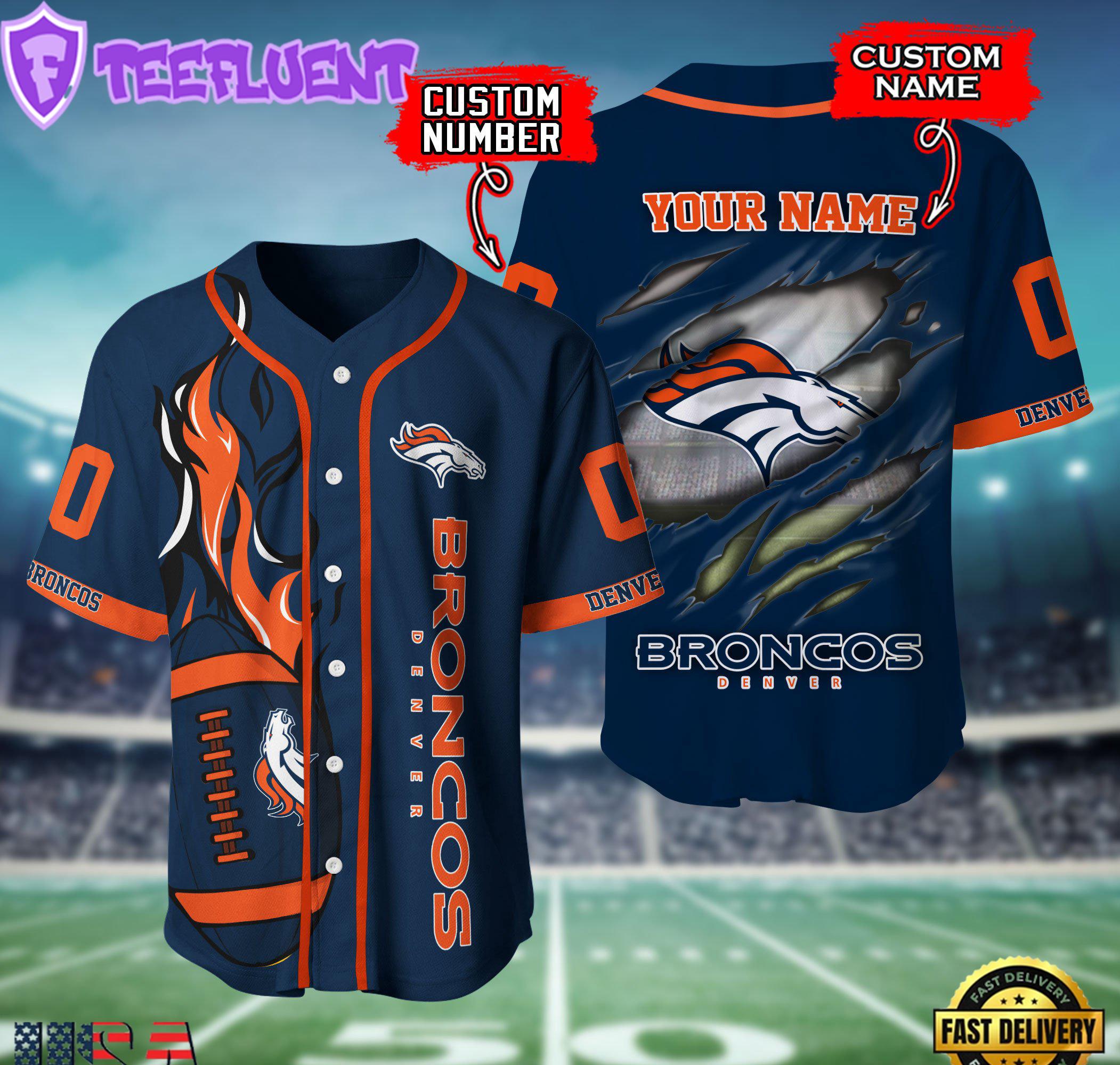 Custom Name Number NFL Denver Broncos Team Logo Litmited Edition Baseball Jersey Custom Name Number NFL Denver Broncos Team Logo Litmited Edition Baseball Jersey