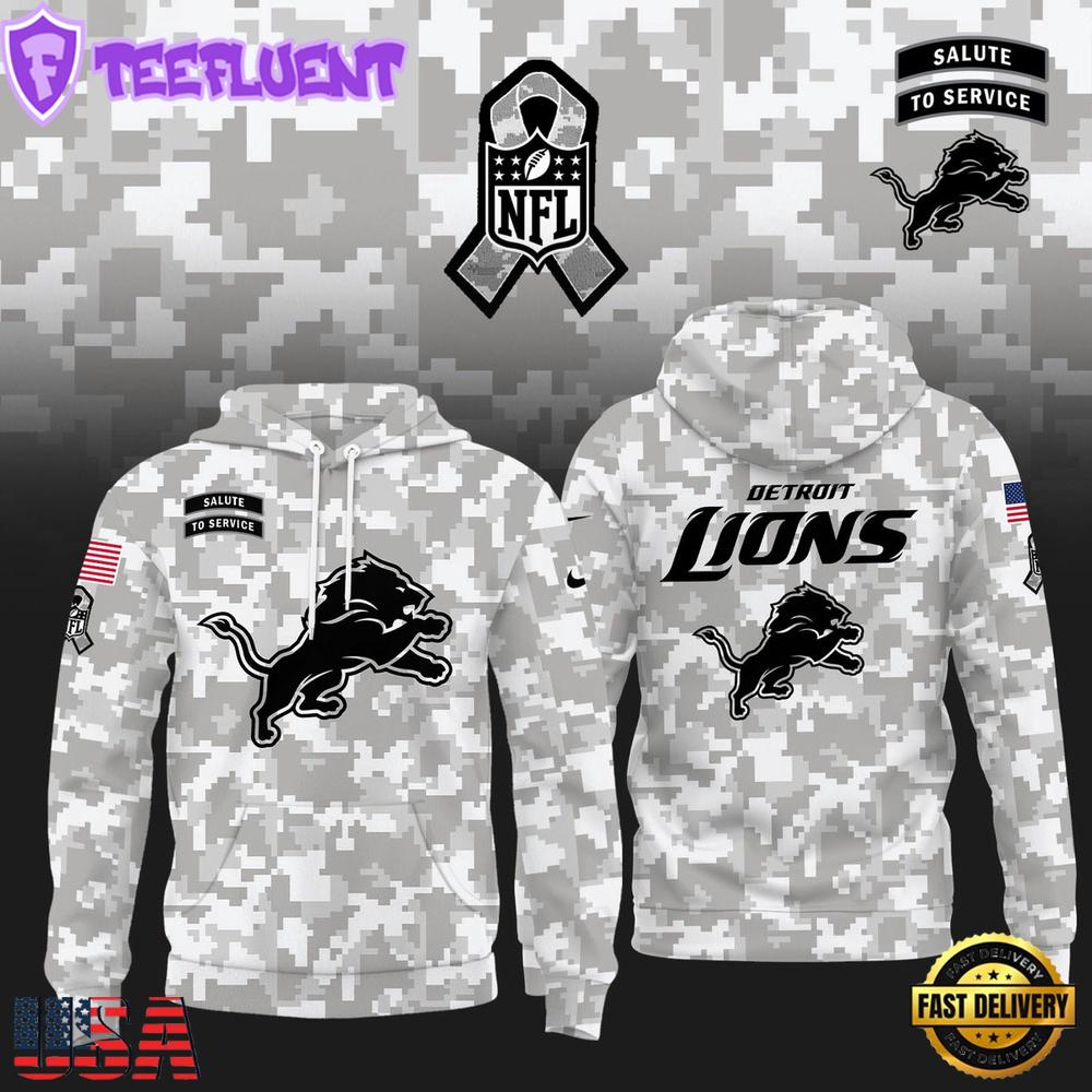 NFL Detroit Lions Camo 2024 Salute to Service Hoodie