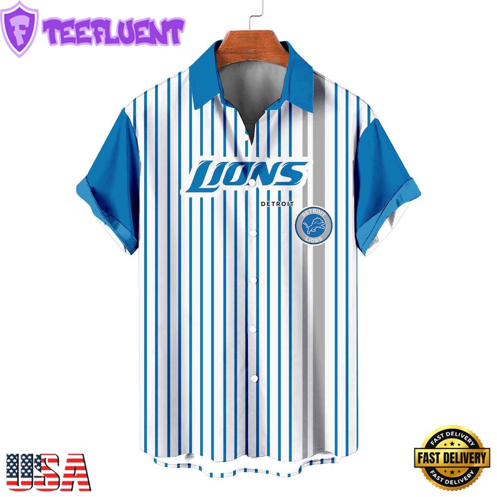 NFL Detroit Lions Classic Retro Mascot Line Summer Beach Hawaiian Shirt