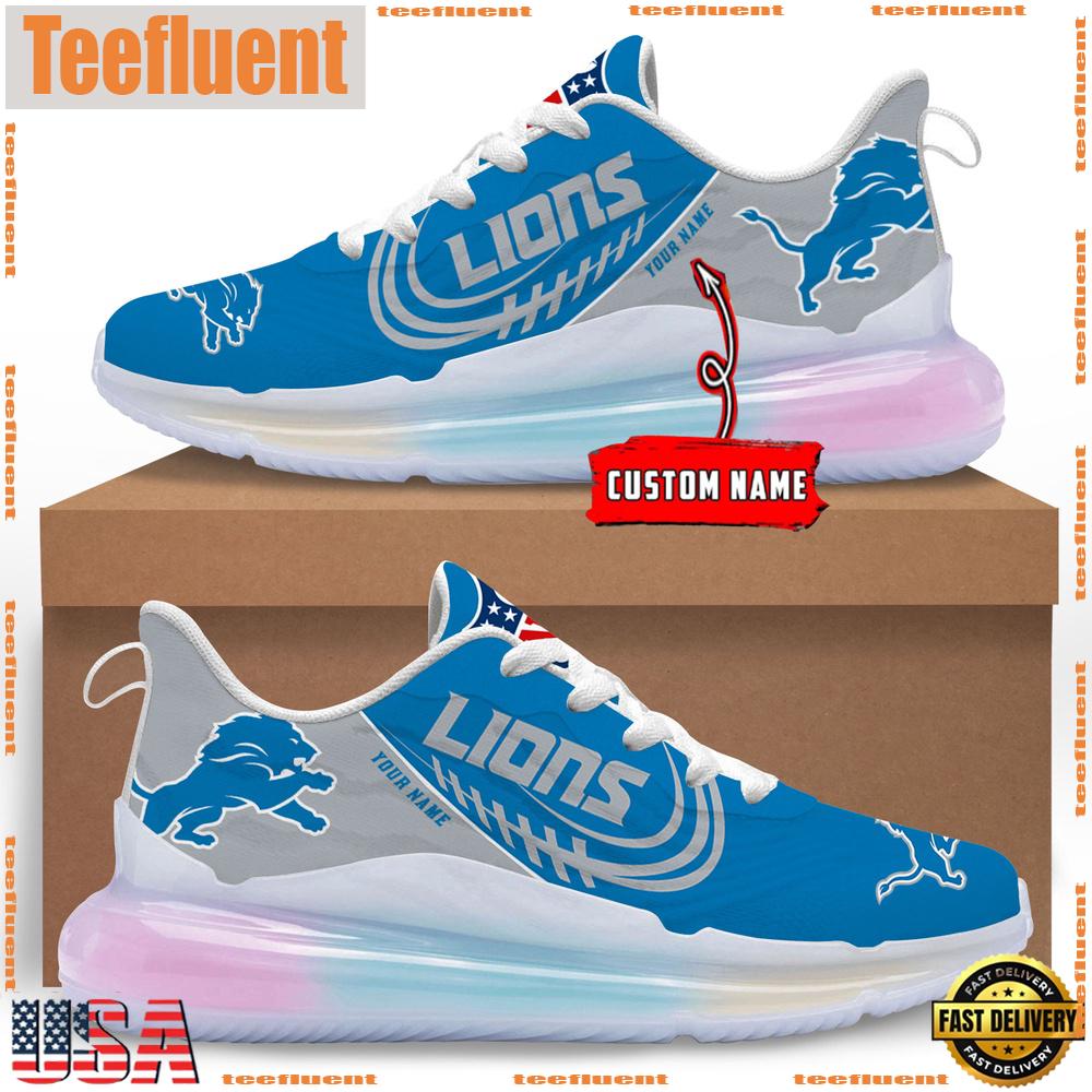 NFL Detroit Lions Custom Rainbow Atmospheric Cushion Running Shoes, Women's Sneaker