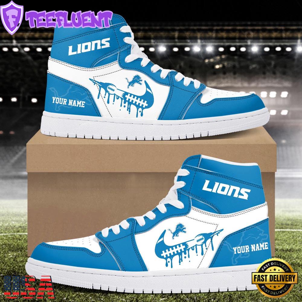 NFL Detroit Lions Grunge Style Custom Air Jordan 1 Shoes