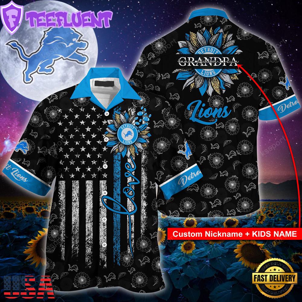 NFL Detroit Lions Happy Mother Day And Happy Father Day Custom Name Hawaiian Shirt
