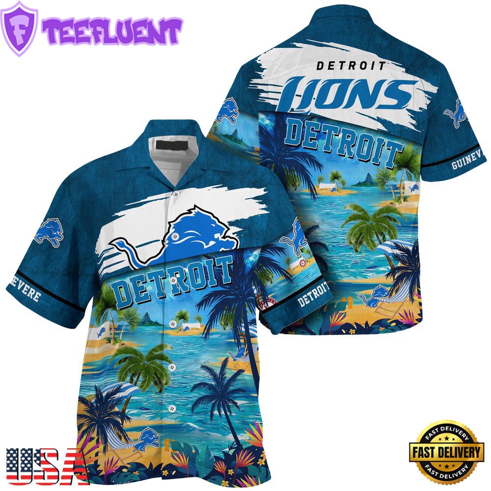 NFL Detroit Lions Hawaii Beach Custom Name Hawaiian Shirt