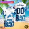 NFL Detroit Lions Hibiscus Flower Custom Name Hawaiian Shirt