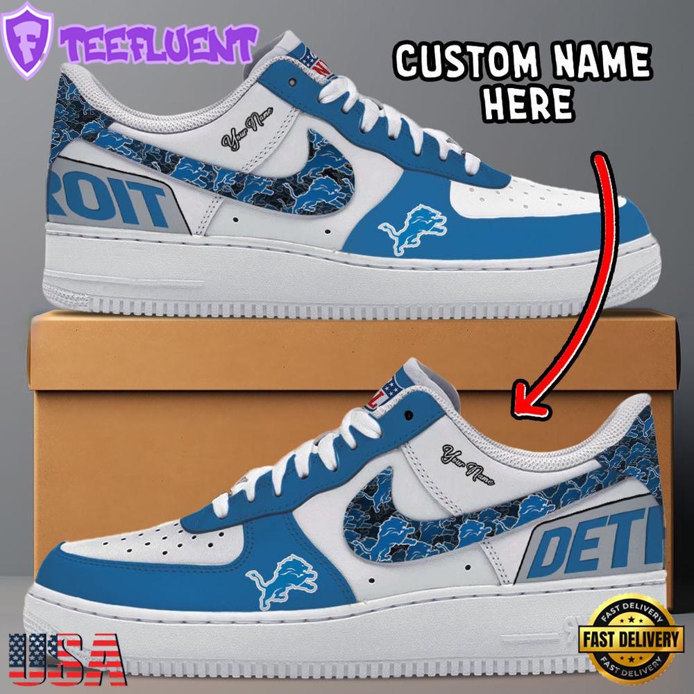 NFL Detroit Lions Logo Team Design Custom Air Force 1 Shoes