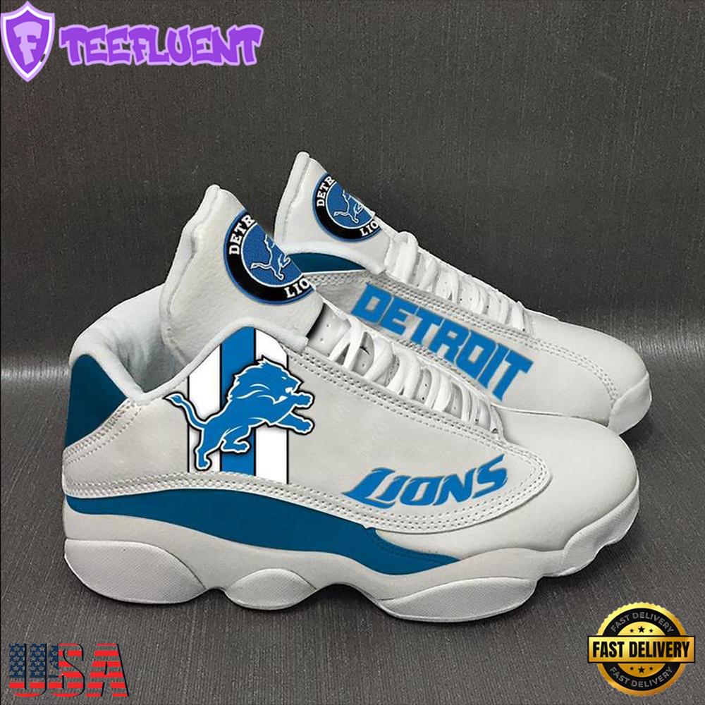 NFL Detroit Lions White Air Jordan 13 Sneaker Shoes - Gift For Fans