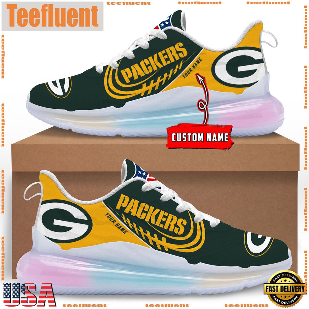 NFL Green Bay Packers Custom Rainbow Atmospheric Cushion Running Shoes, Women's Sneaker