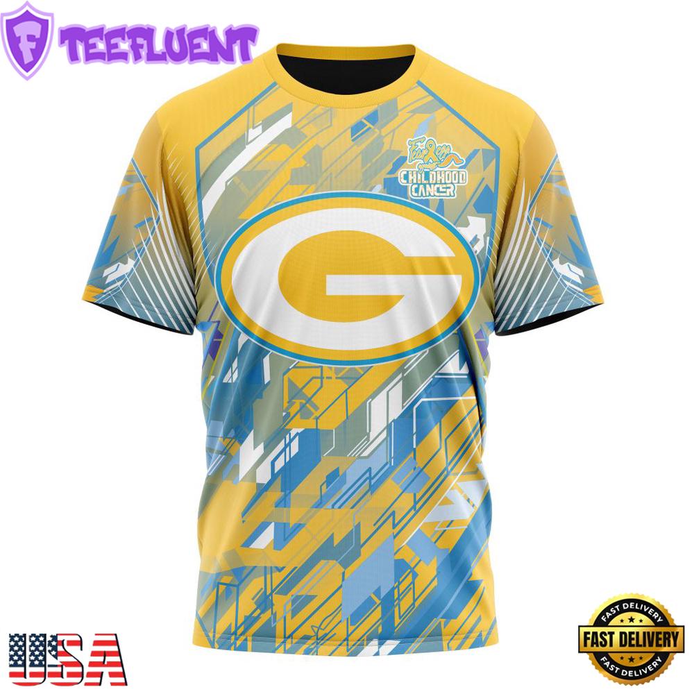 NFL Green Bay Packers Football Childhood Cancers All Over Print T-Shirt