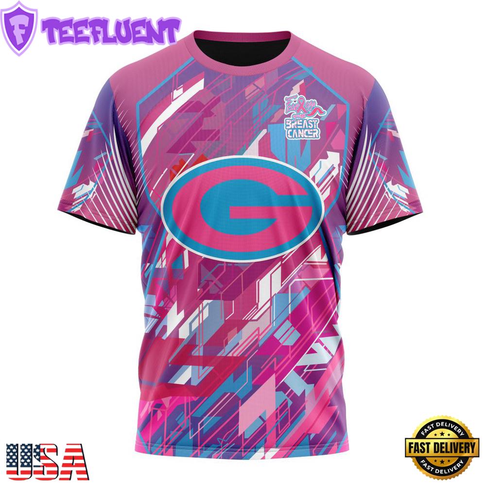 NFL Green Bay Packers Football Team Breast Cancer 3D T-Shirt
