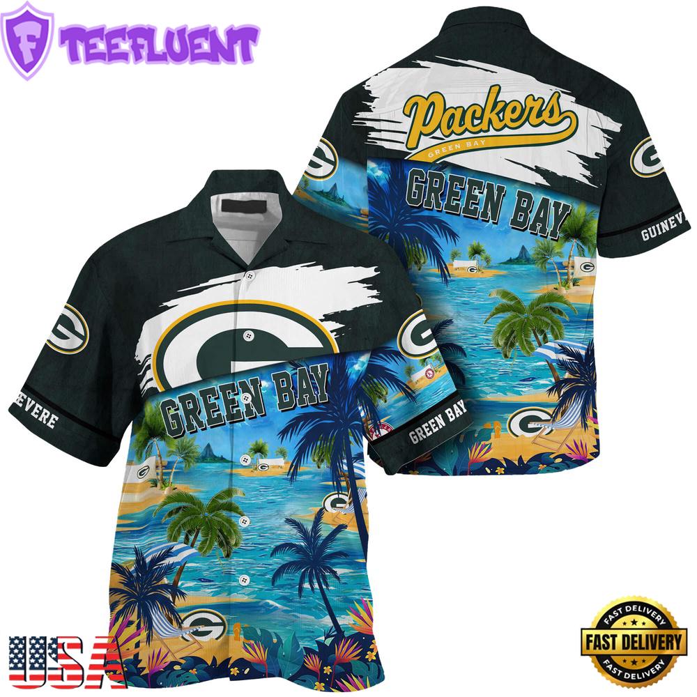 NFL Green Bay Packers Hawaii Beach Custom Name Hawaiian Shirt