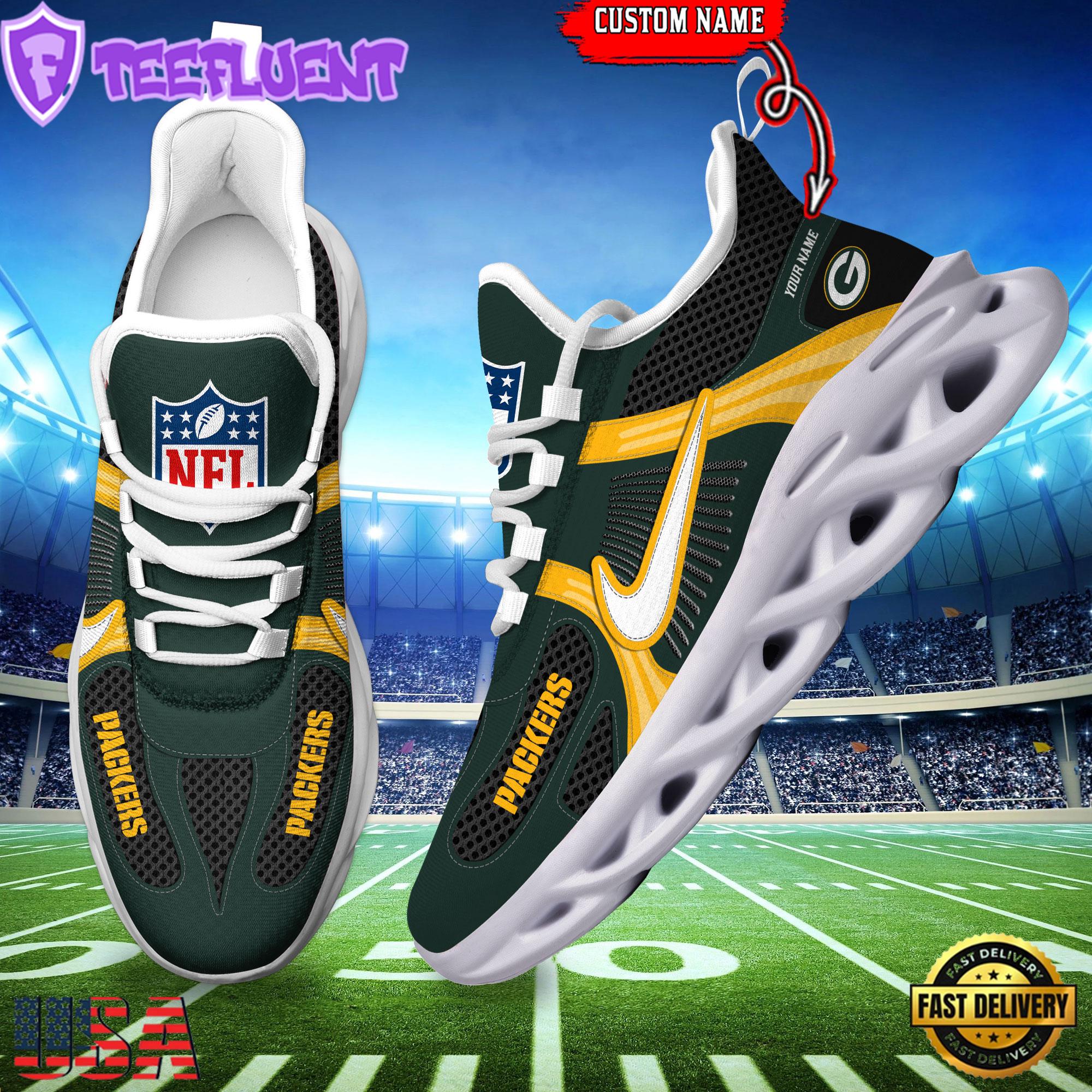 NFL Green Bay Packers Logo Football Team New Season Max Soul Shoes Running Sneakers For Mens Womens NFL Green Bay Packers Logo Football Team New Season Max Soul Shoes Running Sneakers For Mens Womens