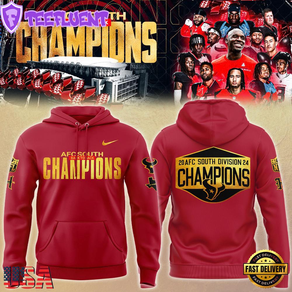 NFL Houston Texans AFC South Champions Back To Back Red Hoodie