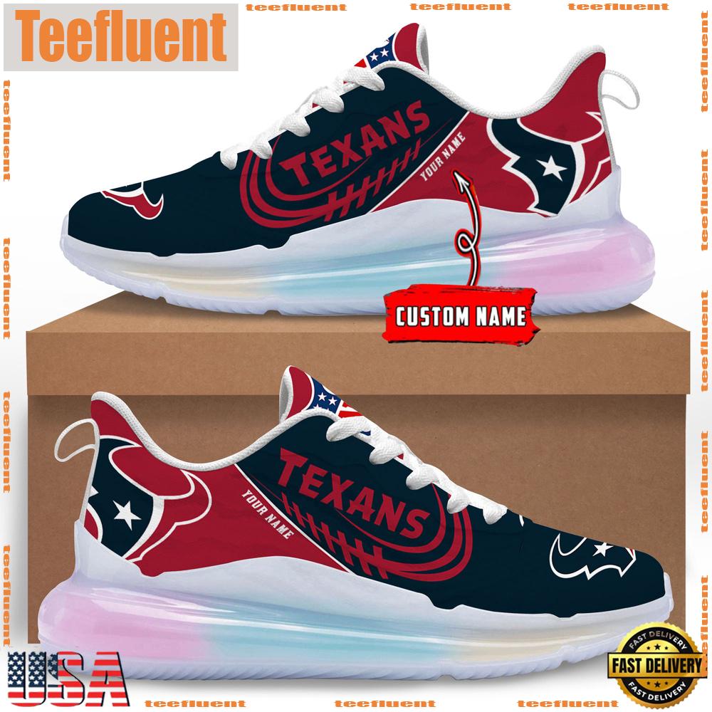 NFL Houston Texans Custom Rainbow Atmospheric Cushion Running Shoes, Women's Sneaker