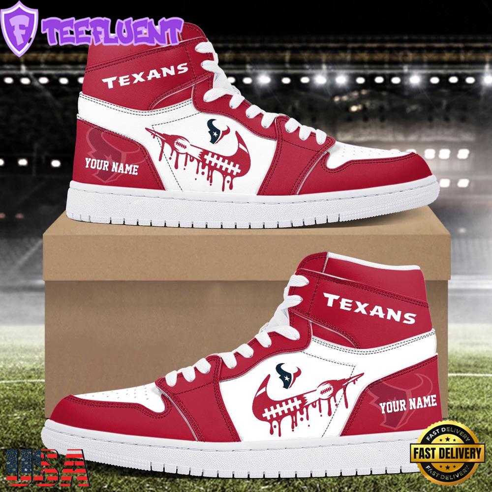 NFL Houston Texans Grunge Style Custom Air Jordan 1 Shoes