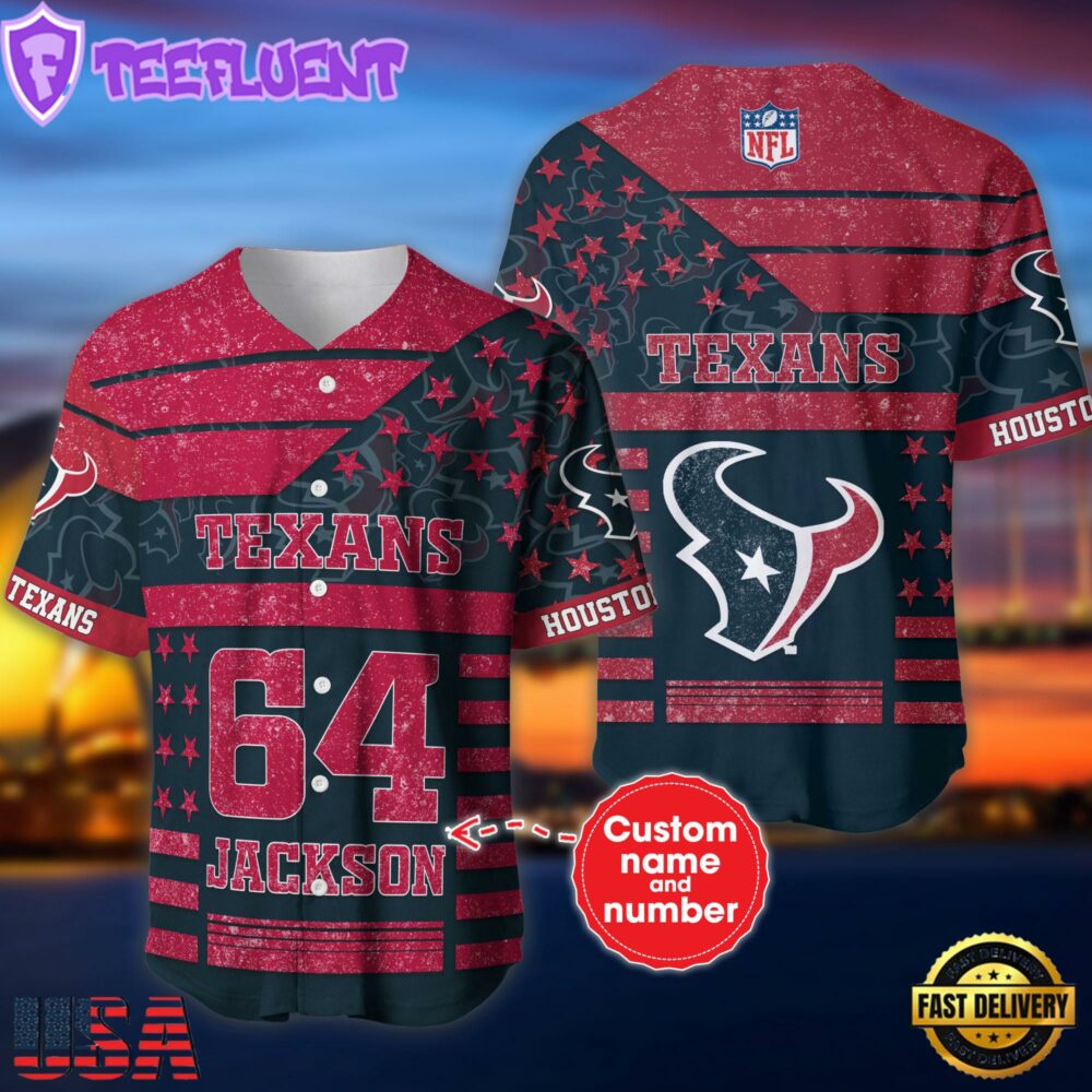 NFL Houston Texans Personalized American Flag Baseball Jersey