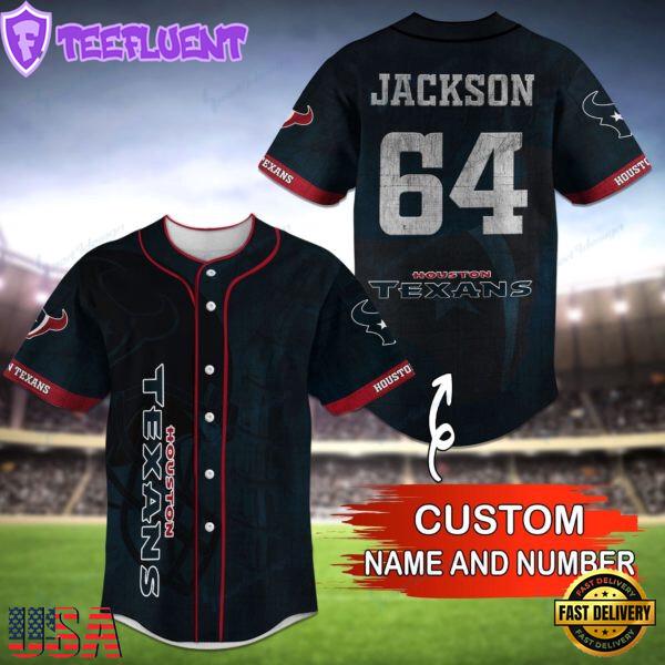 NFL Houston Texans Personalized Baseball Jersey, Football Team Design Jersey Shirt
