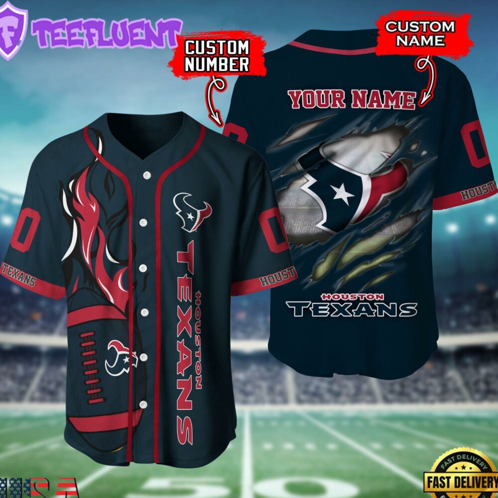 NFL Houston Texans Team Logo Litmited Edition Baseball Jersey