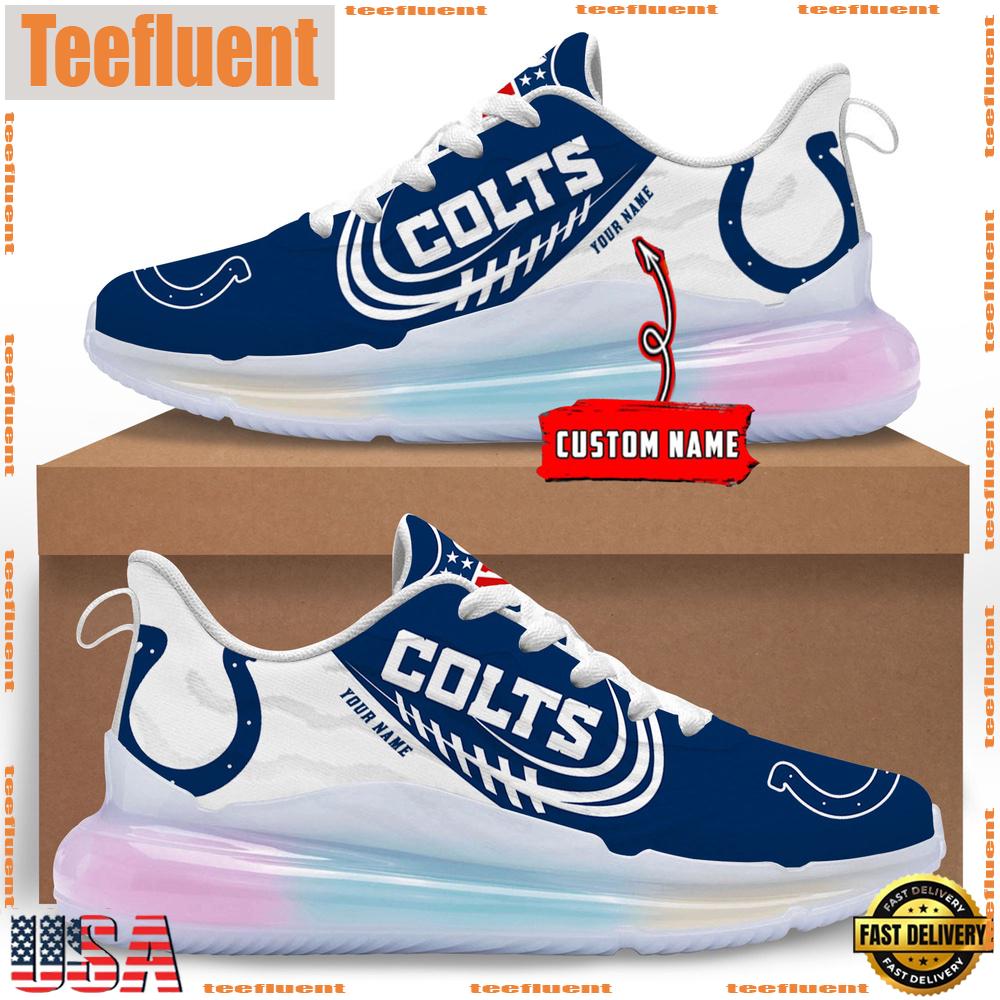 NFL Indianapolis Colts Custom Rainbow Atmospheric Cushion Running Shoes, Women's Sneaker