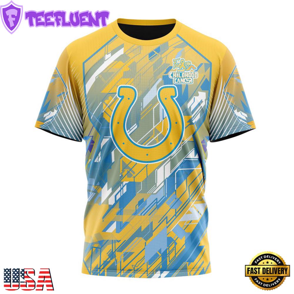 NFL Indianapolis Colts Football Childhood Cancers All Over Print T-Shirt
