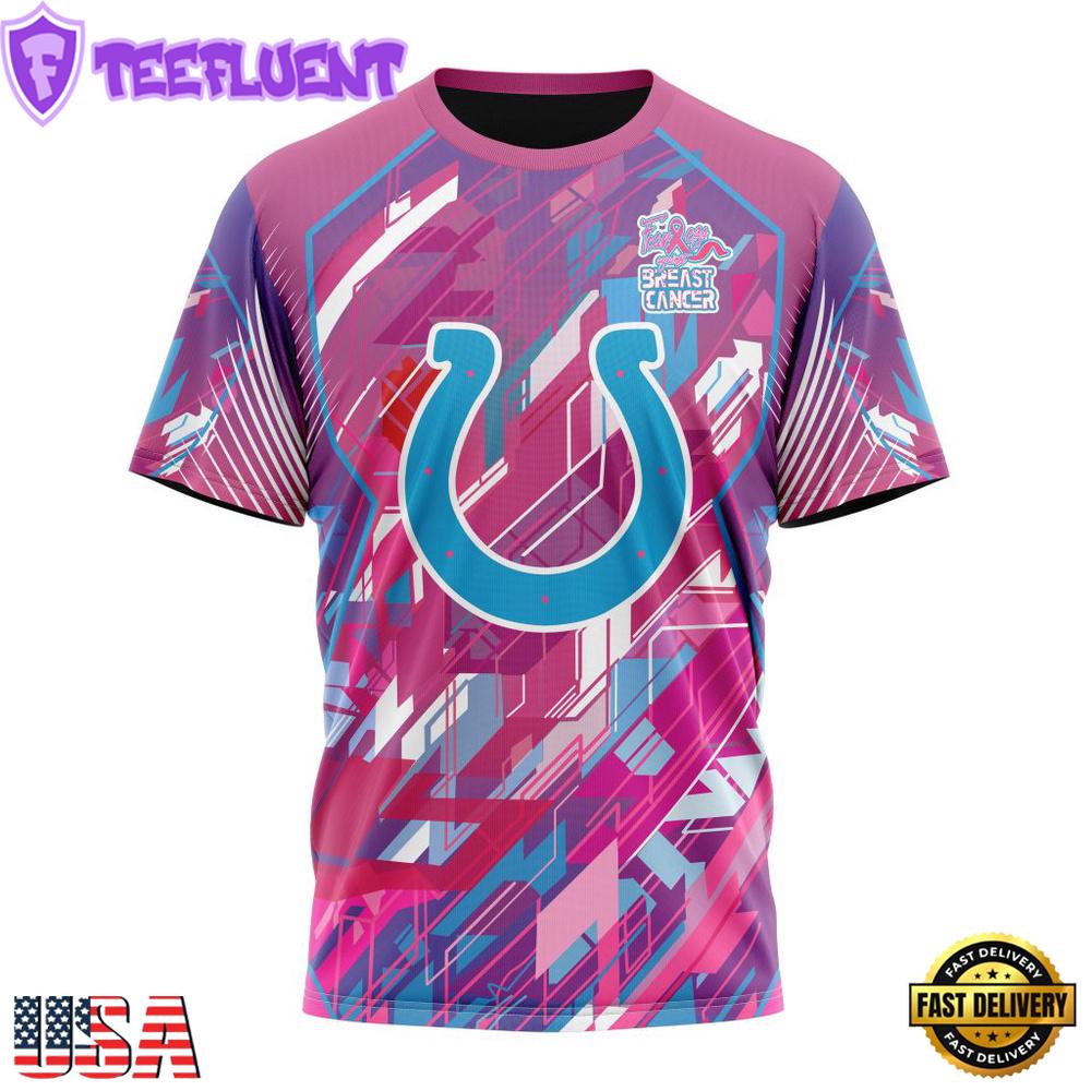 NFL Indianapolis Colts Football Team Breast Cancer 3D T-Shirt