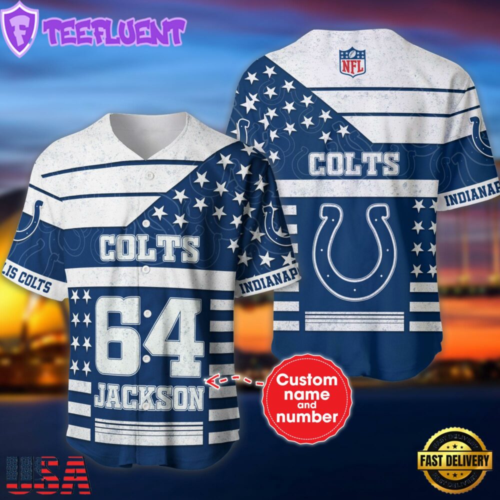 NFL Indianapolis Colts Personalized American Flag Baseball Jersey