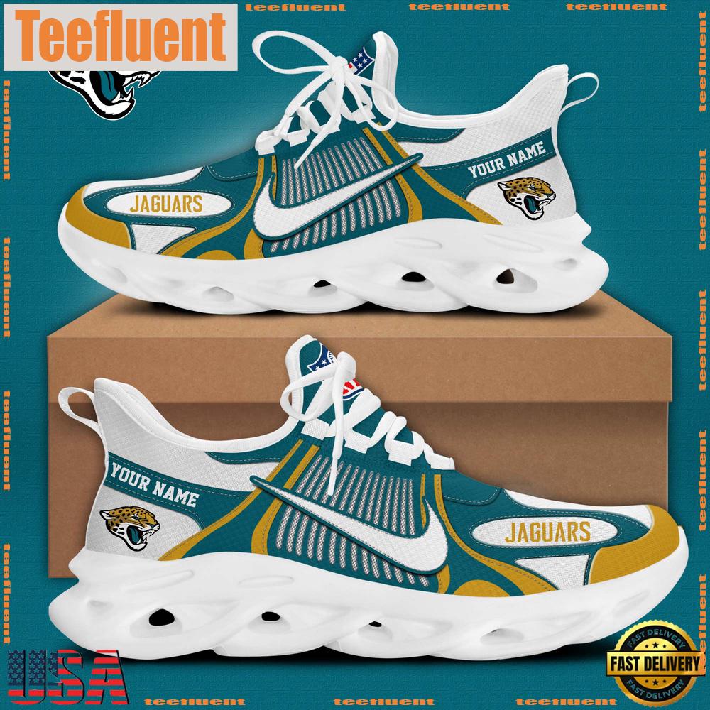 NFL Jacksonville Jaguars Blue White Stripes Logo Custom Clunky Max Soul Shoes - NFL Fan Gifts NFL Jacksonville Jaguars Blue White Stripes Logo Custom Clunky Max Soul Shoes - NFL Fan Gifts