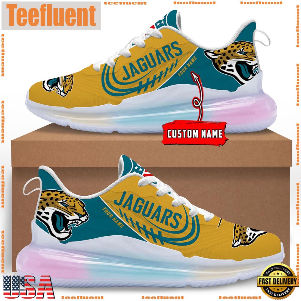 NFL Jacksonville Jaguars Custom Rainbow Atmospheric Cushion Running Shoes, Women's Sneaker