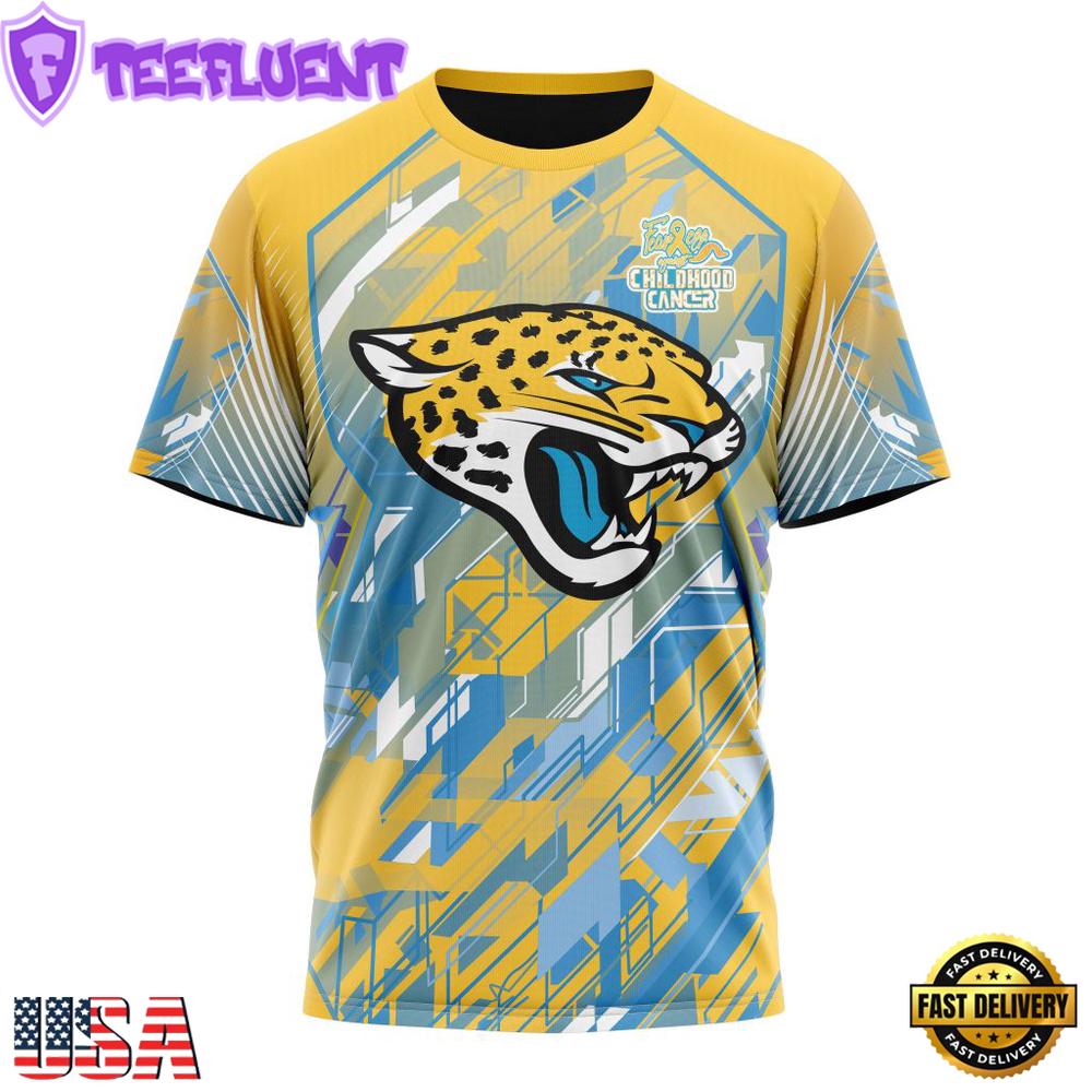 NFL Jacksonville Jaguars Football Childhood Cancers All Over Print T-Shirt