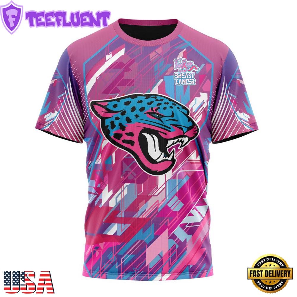NFL Jacksonville Jaguars Football Team Breast Cancer 3D T-Shirt