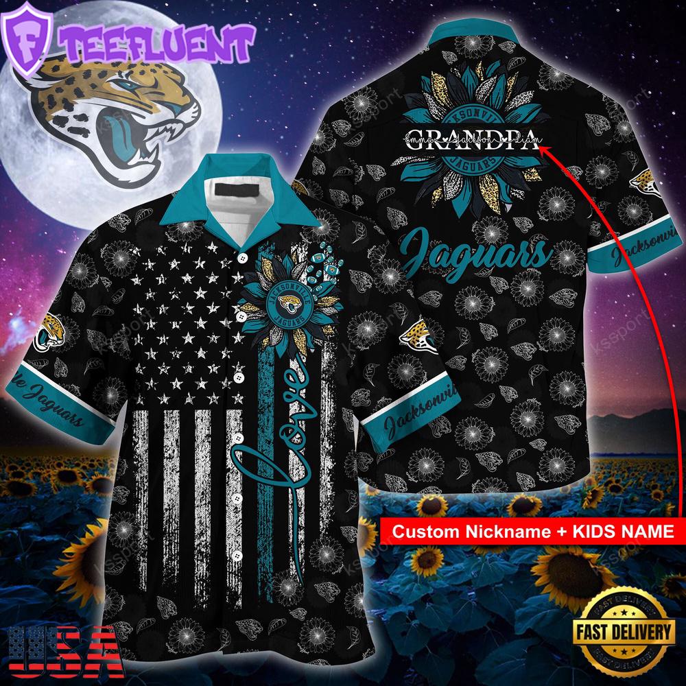 NFL Jacksonville Jaguars Happy Mother Day And Happy Father Day Custom Name Hawaiian Shirt
