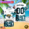 NFL Jacksonville Jaguars Hibiscus Flower Custom Name Hawaiian Shirt