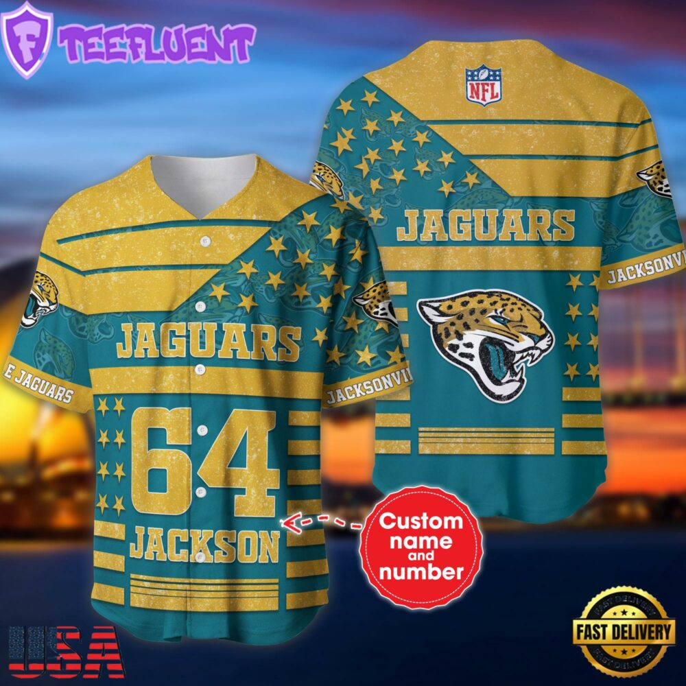 NFL Jacksonville Jaguars Personalized American Flag Baseball Jersey