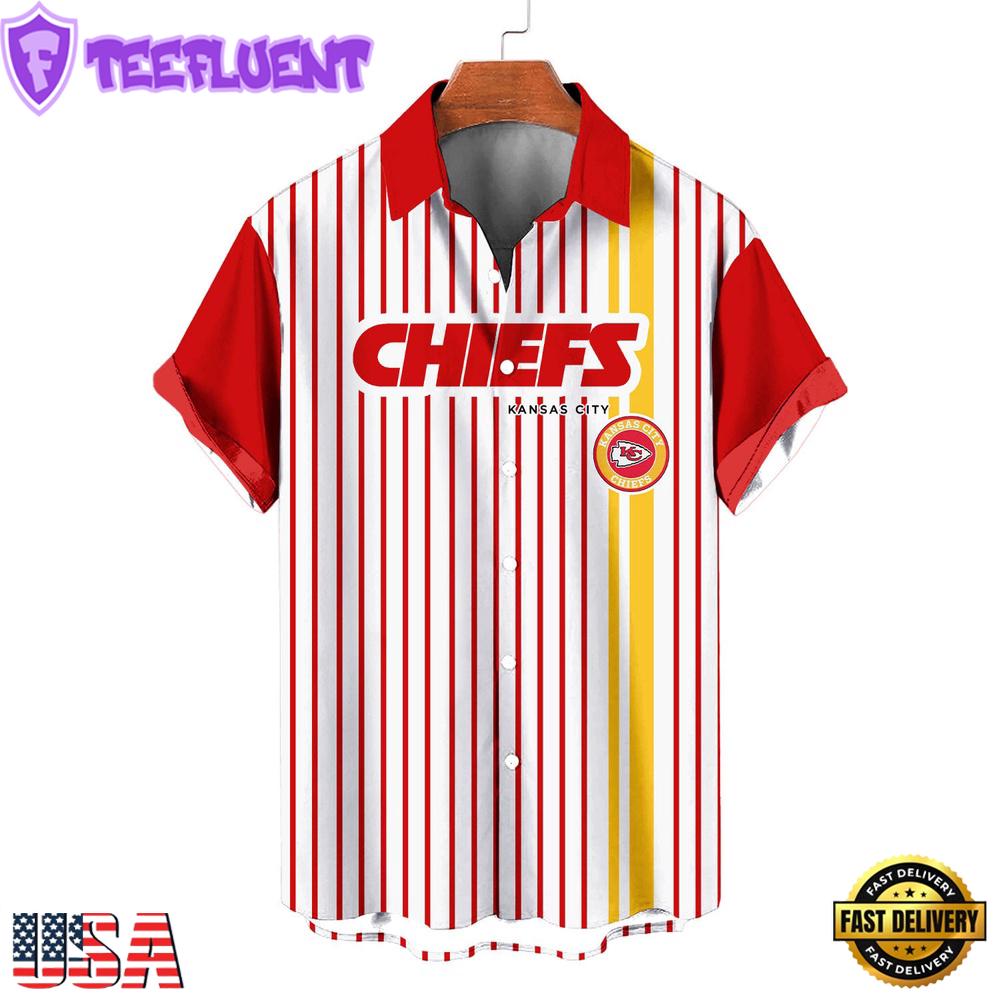 NFL Kansas City Chiefs Classic Retro Mascot Line Summer Beach Hawaiian Shirt