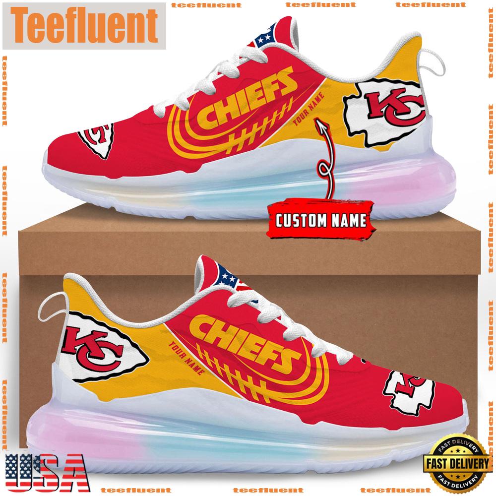 NFL Kansas City Chiefs Custom Rainbow Atmospheric Cushion Running Shoes, Women's Sneaker