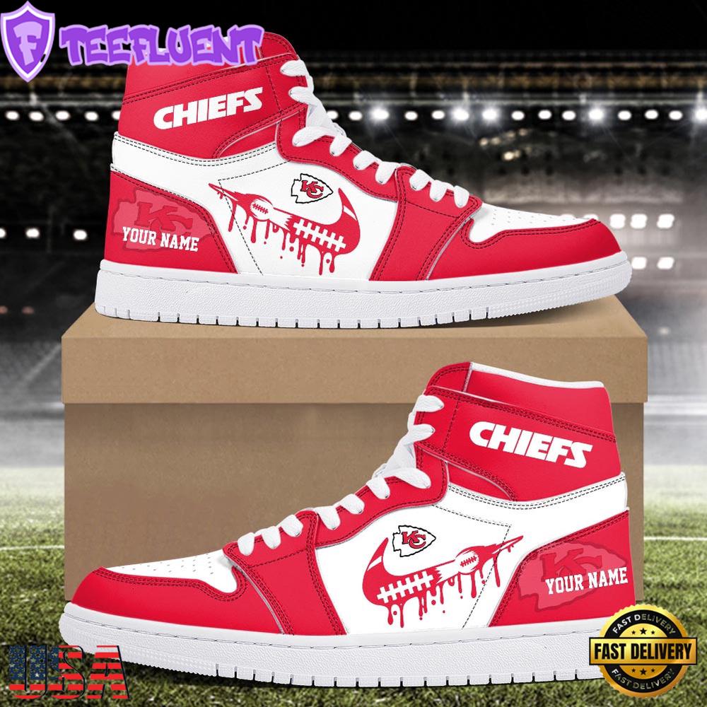 NFL Kansas City Chiefs Grunge Style Custom Air Jordan 1 Shoes