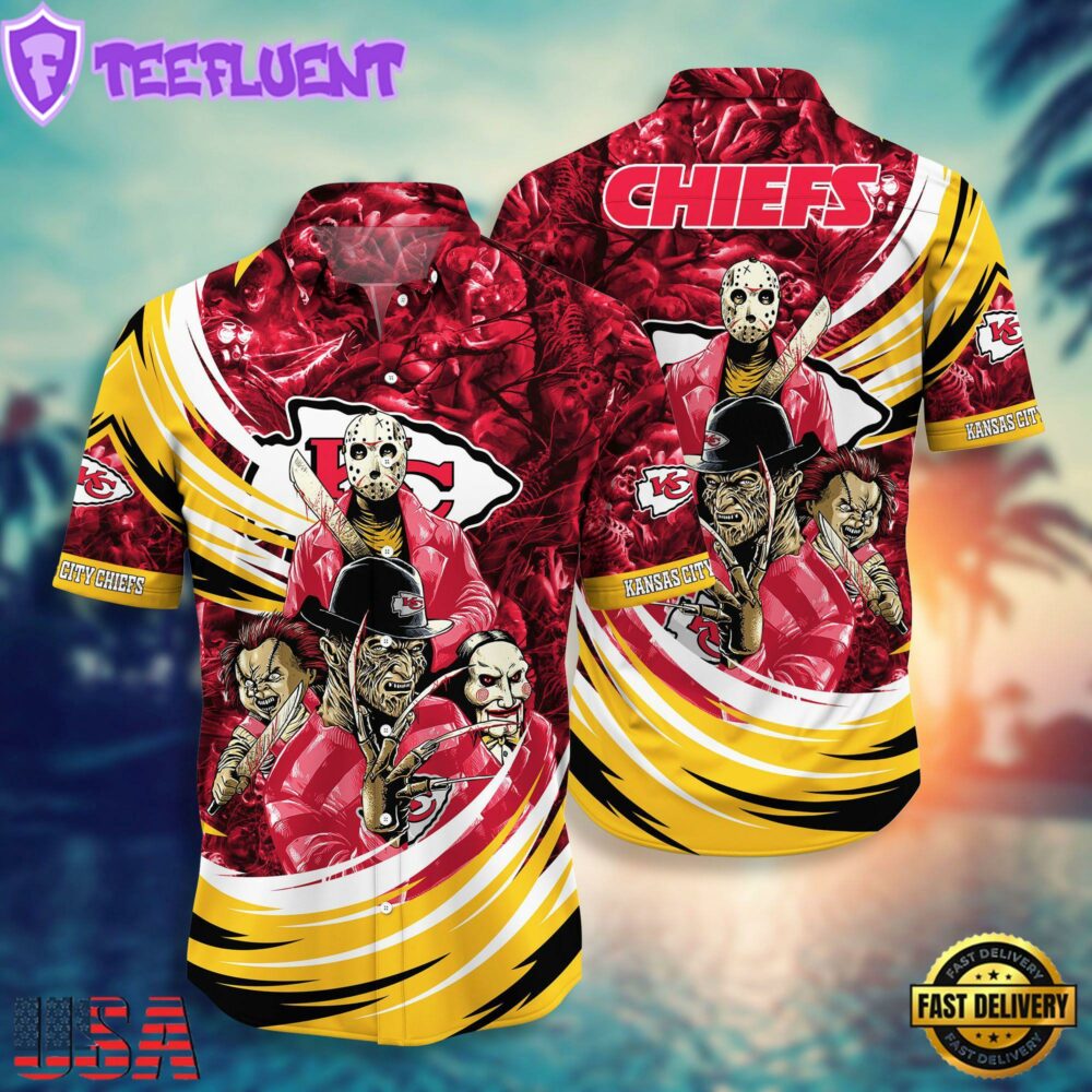 NFL Kansas City Chiefs Halloween Horror Movies Summer Hawaiian Shirts