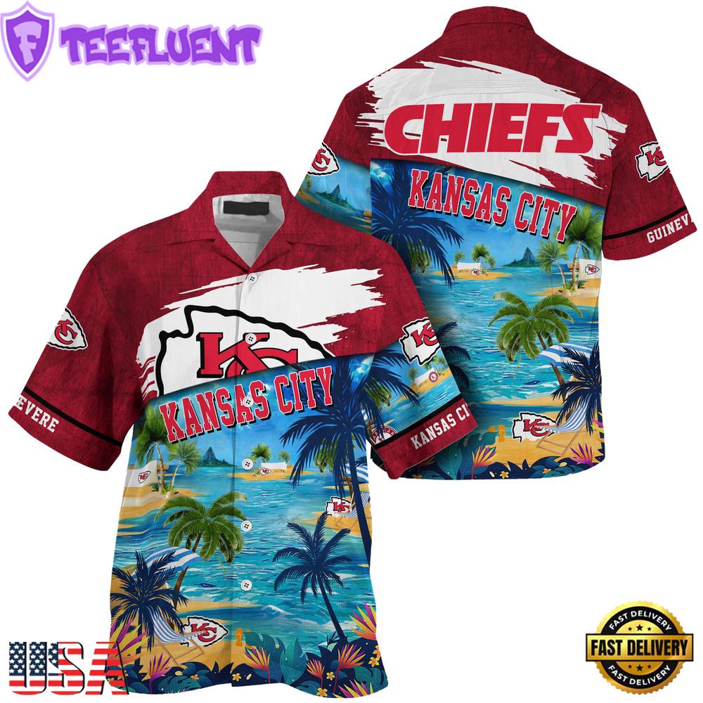 NFL Kansas City Chiefs Hawaii Beach Custom Name Hawaiian Shirt