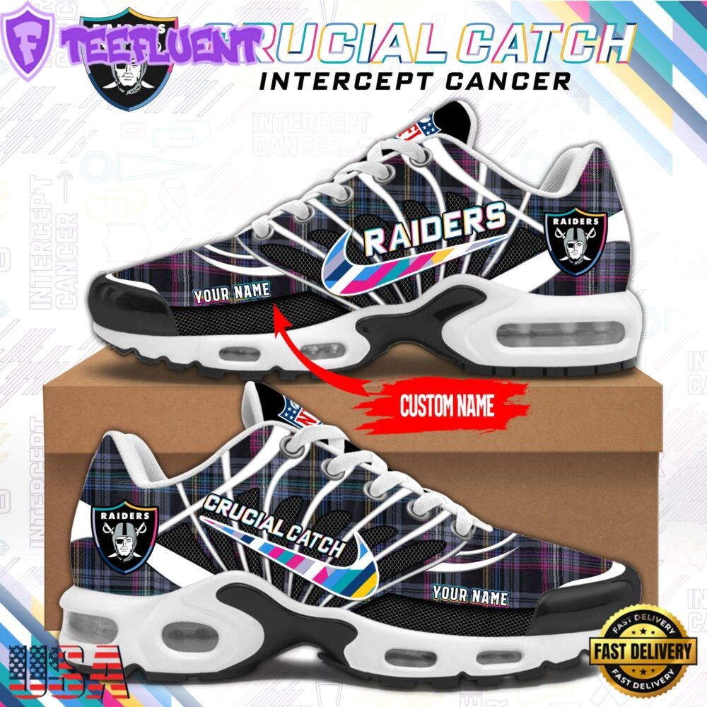 NFL Las Vegas Raiders Crucial Catch Intercept Cancer Air Max Plus Shoes Sneaker