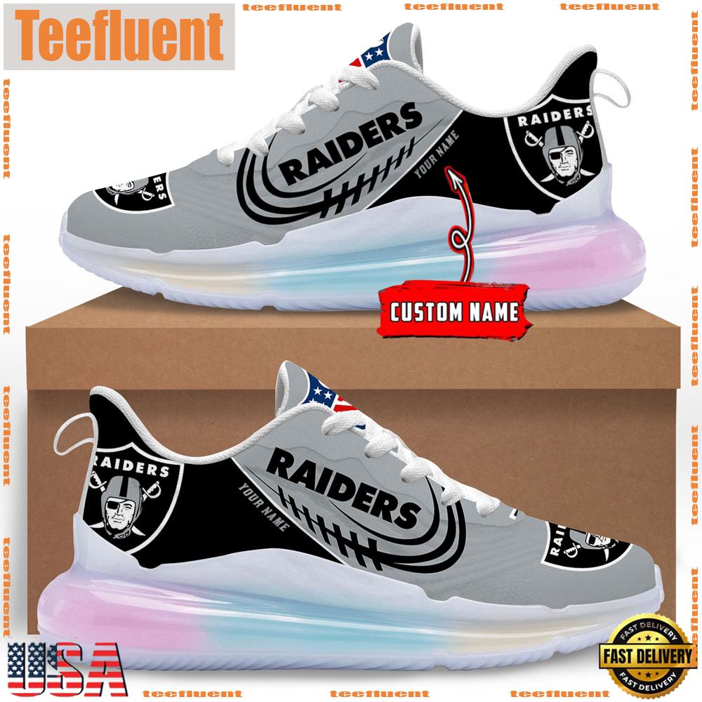 NFL Las Vegas Raiders Custom Rainbow Atmospheric Cushion Running Shoes, Women's Sneaker