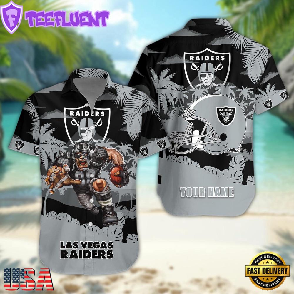 NFL Las Vegas Raiders Football Mascot Custom Name Hawaiian Shirt