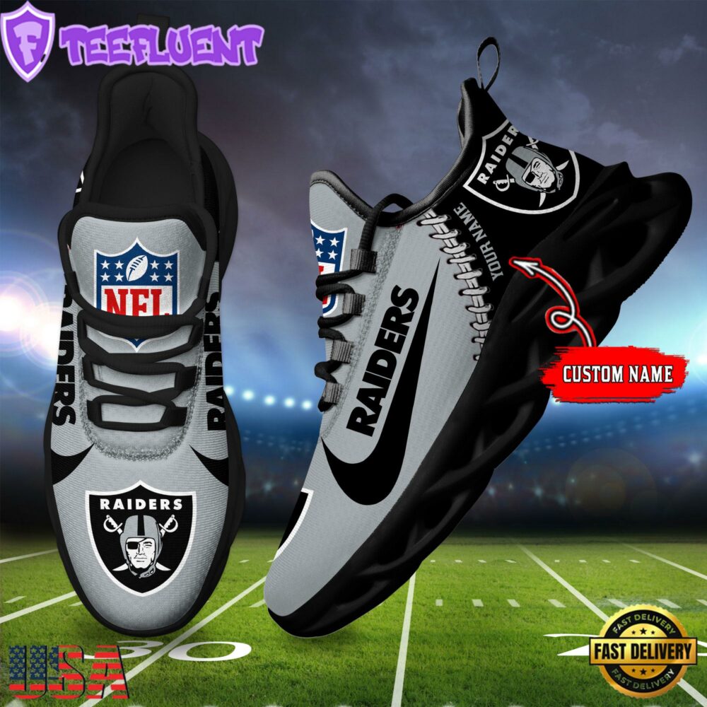 NFL Las Vegas Raiders Football Team Design Max Soul Shoes, Football New Sneaker Shoes