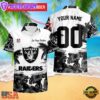 NFL Las Vegas Raiders Hibiscus Flower Custom Name Hawaiian Shirt