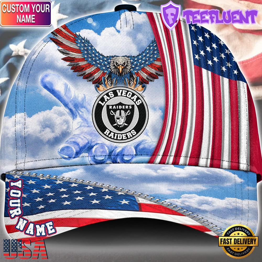 NFL Las Vegas Raiders Special American Flag Veterans Custom Cap