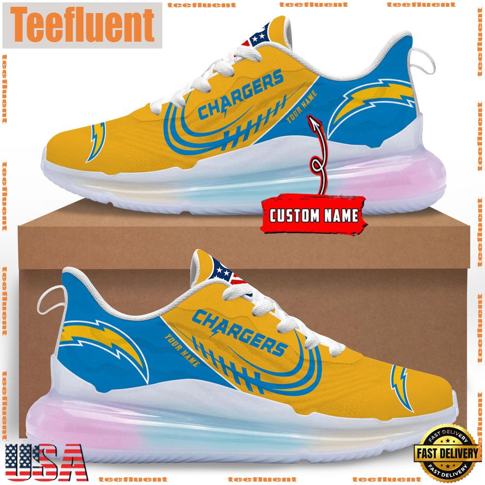 NFL Los Angeles Chargers Custom Rainbow Atmospheric Cushion Running Shoes, Women's Sneaker