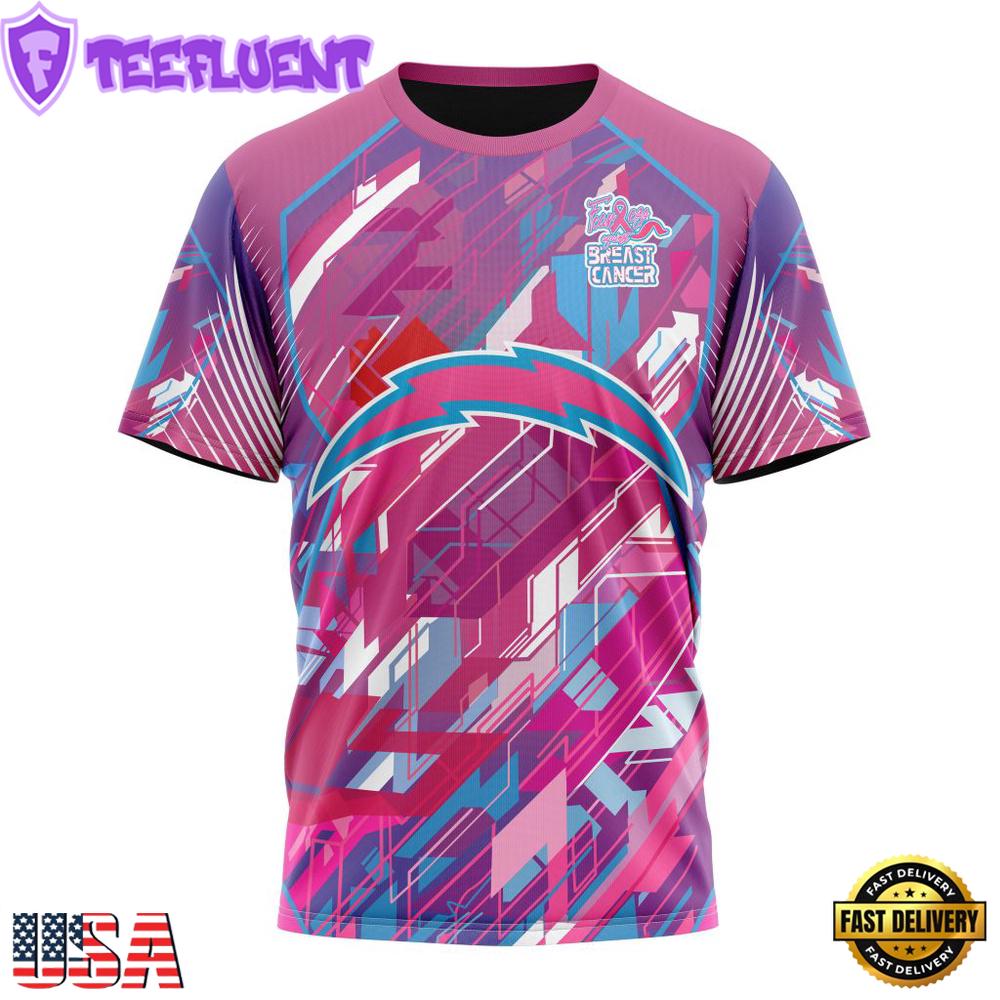 NFL Los Angeles Chargers Football Team Breast Cancer 3D T-Shirt
