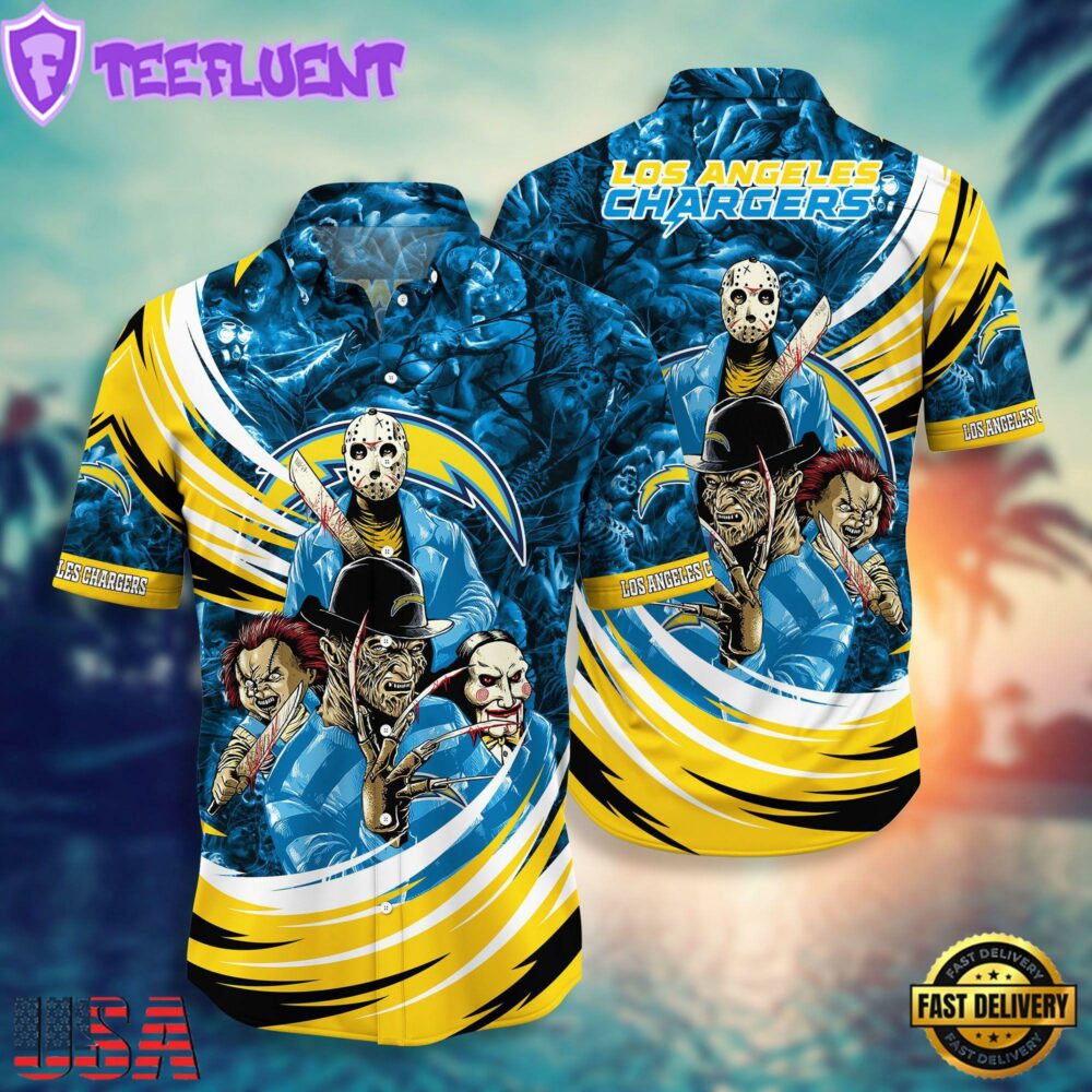 NFL Los Angeles Chargers Halloween Horror Movies Summer Hawaiian Shirts